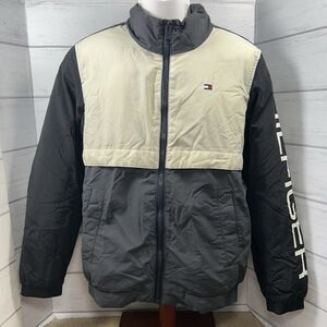 Tommy Hilfiger Men's Small Taslan Retro Puffer Puffy Jacket Colorblock Gray